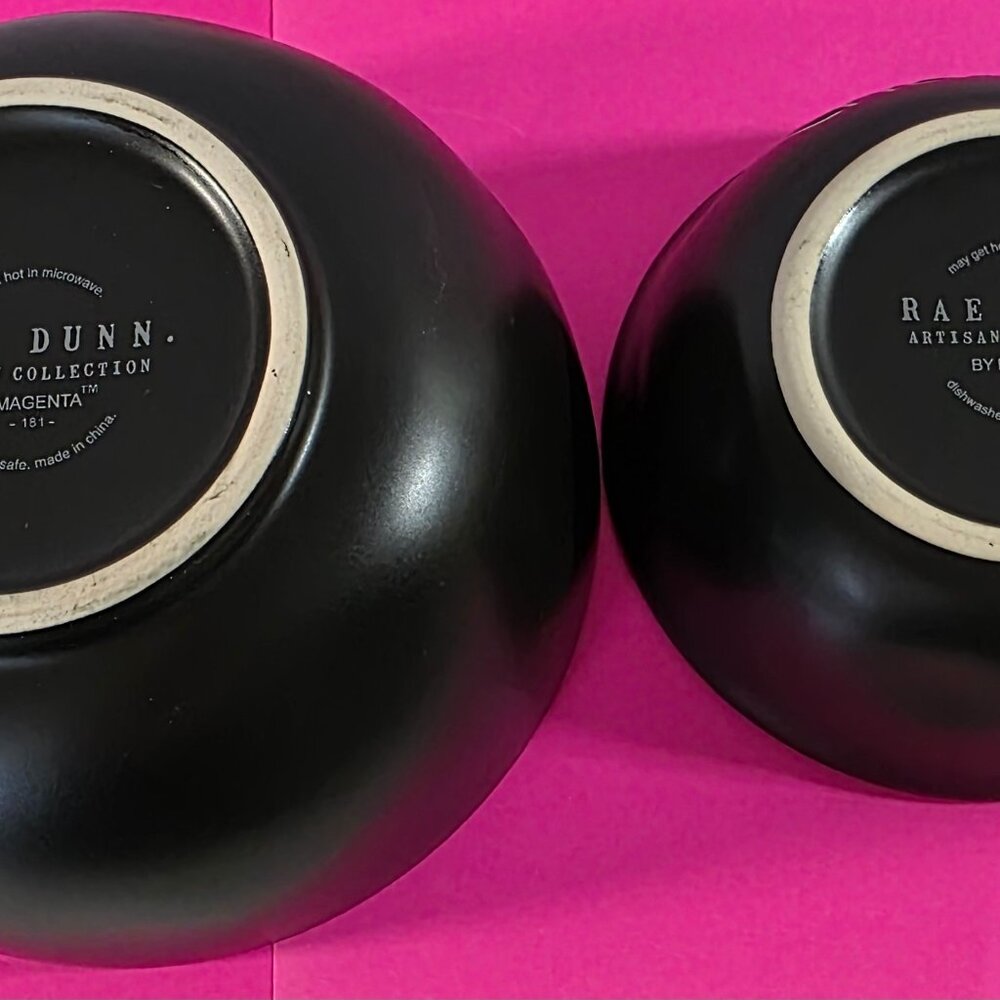 2PC SET Rae Dunn Artisan Collection Black Sauce and Cheese Bowl 181 - Picture 5 of 6